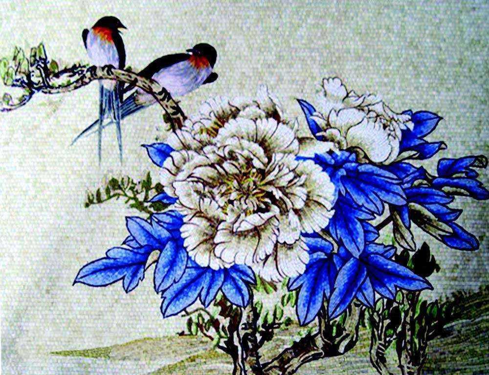 Mosaic Mural - Grosbreak on Flower