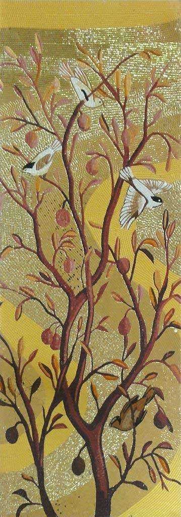 Mosaic Mural - Gold Tree with Birds