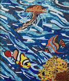 Jellyfish in the Coral Reef Glass Mosaic Art