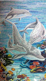 Dolphins Playing in the sea Glass Mosaic