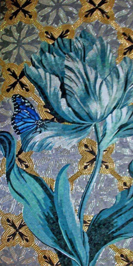 Mosaic Tile Art - Blue Lagoon Flower