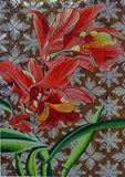 Glass Mosaic Mural - Red Lillys