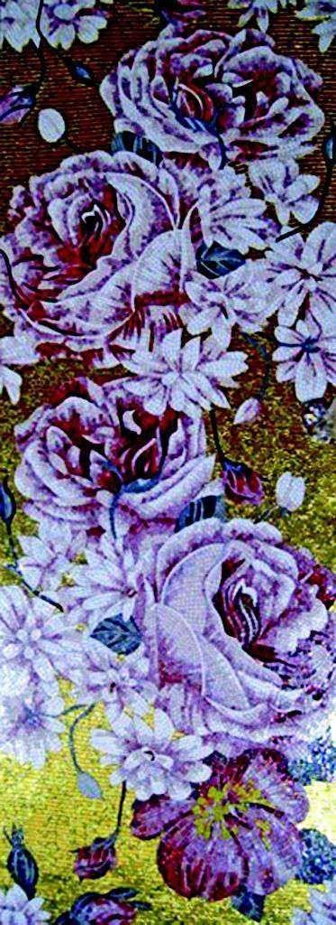 Outdoor Mosaic Tiles - Purple Flowers
