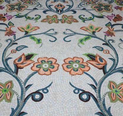 Glass Mosaic Art - Colorful Flowers