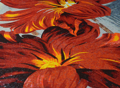Glass Mosaic Art - The Orange Flower