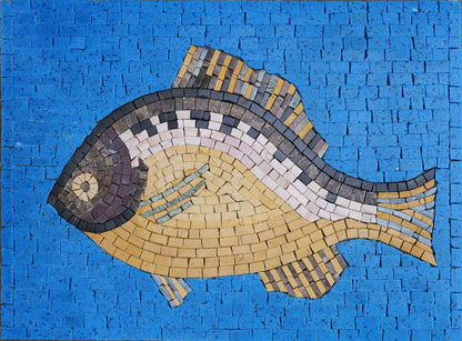 Bluegill In Blue -  Fish Mosaic Art