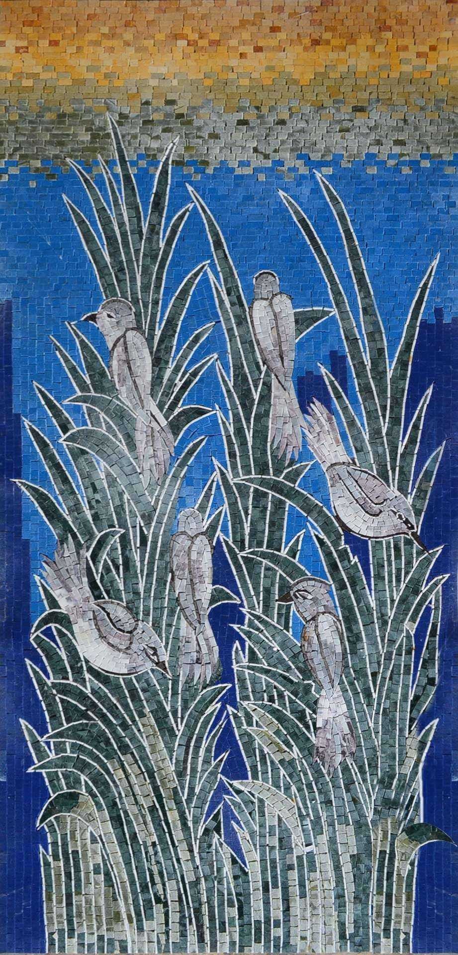Mosaic Artwork - Birds on a Plant