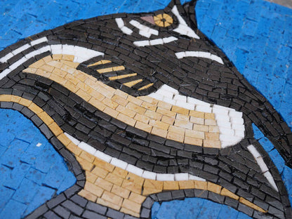 Black and Yellow Angel Fish - Mosaic Art