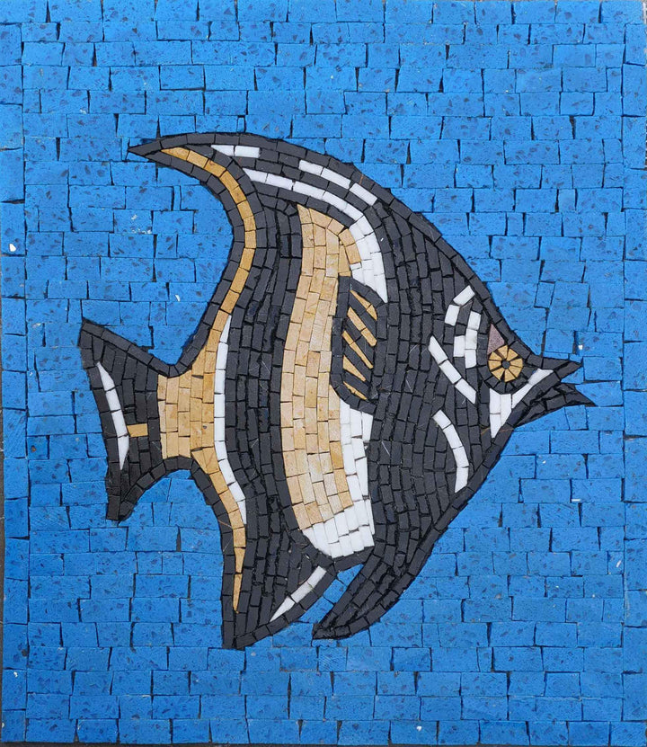 Black and Yellow Angel Fish - Mosaic Art