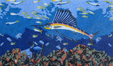 Aquarium Underwater Fish Marble Mosaic Handmade