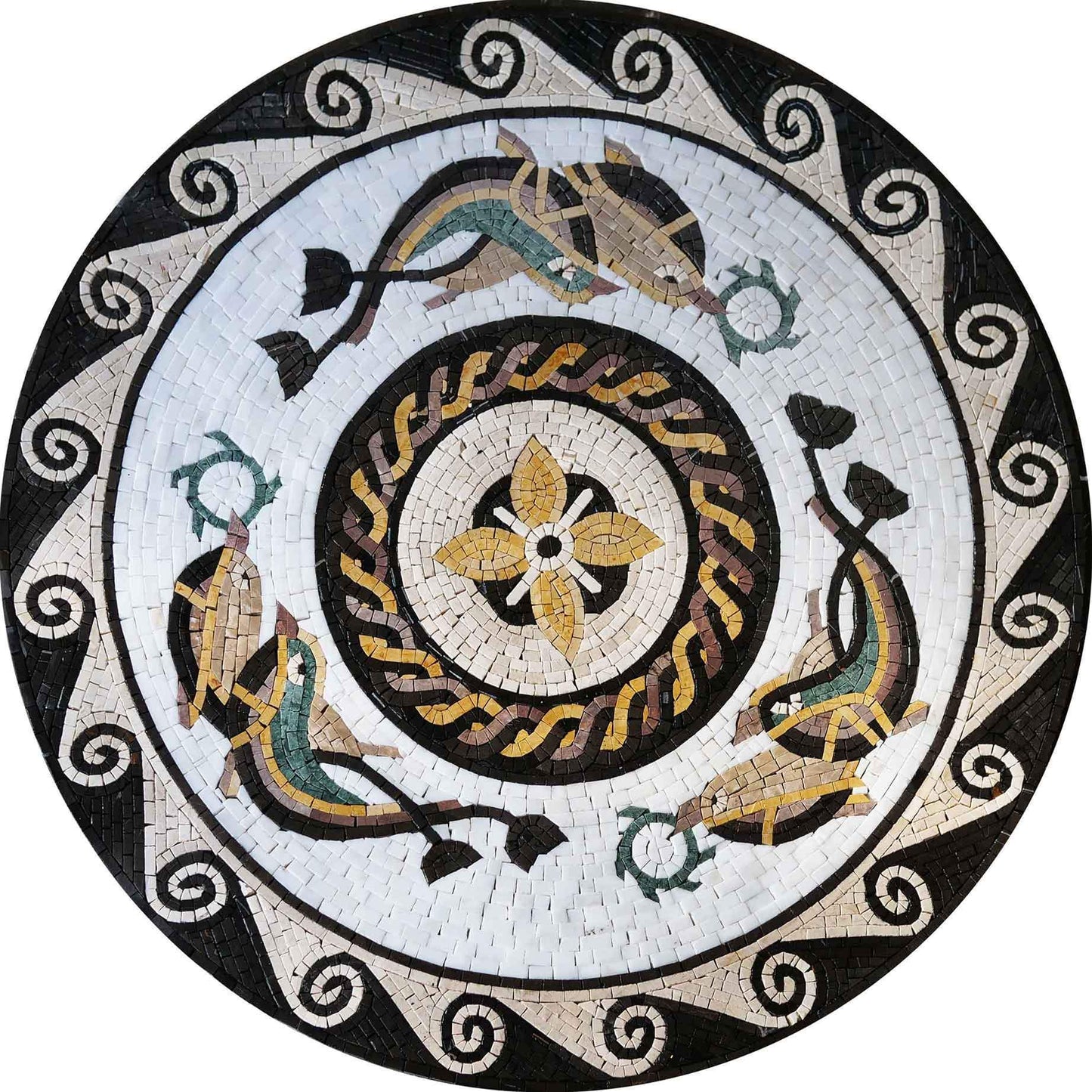 Swimming Fish Couples Mosaic  Medallion