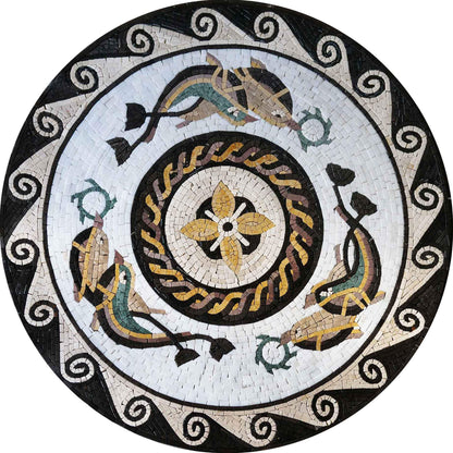 Swimming Fish Couples Mosaic  Medallion