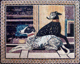 Marble Mosaic Art - Black White Dogs