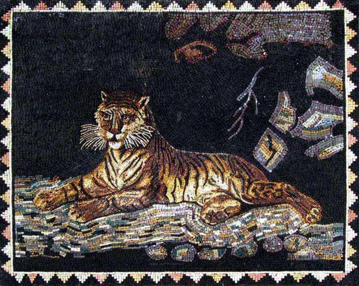 Marble Mosaic - Laying Tiger
