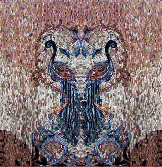 Mosaic Artwork - Two Peafowls