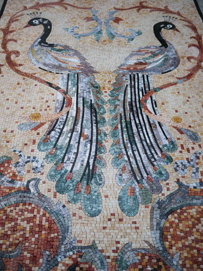 Two Peacocks - Mosaic Wall Art