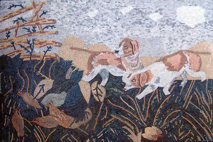 Dogs Field - Marble Mosaic