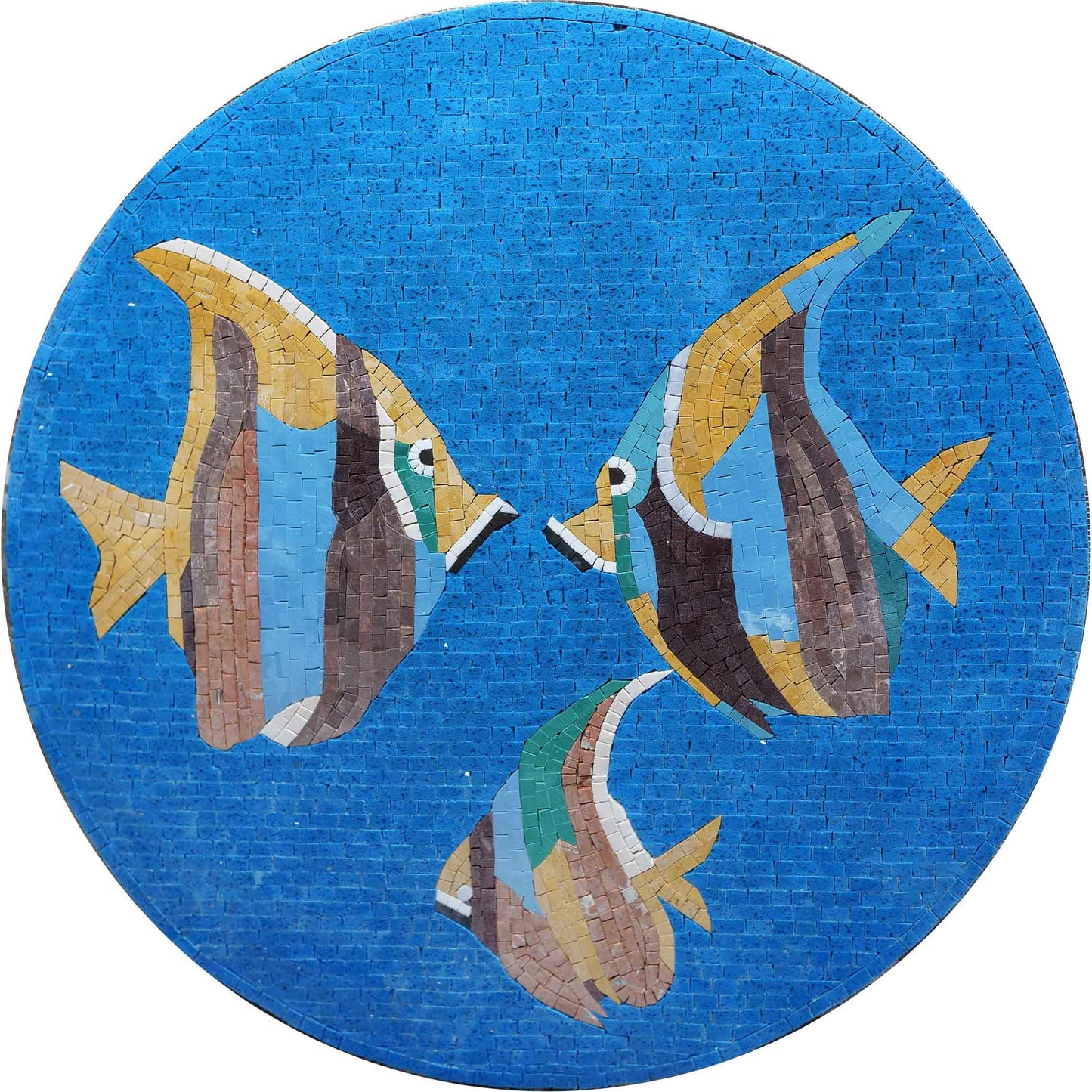 Angelfish Trinity - Mosaic Fish Medallion