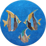 Angelfish Trinity - Mosaic Fish Medallion