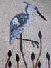 Marble Mosaic Mural - Standing White Heron