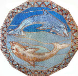 Blue and Golden Fish Mosaic
