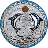 Two Dolphins Mosaic Mural 