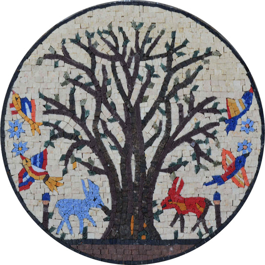 Mosaic Medallion -  Forest Animals 