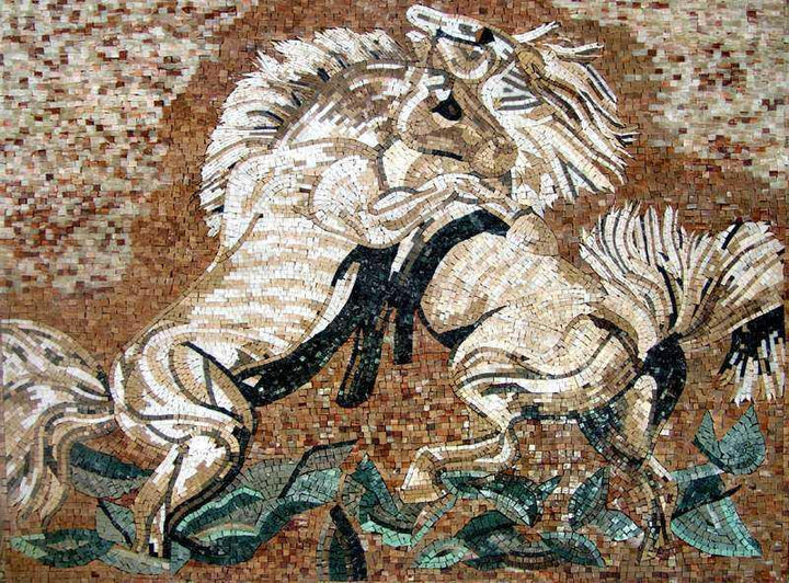 Mosaic Artwork - Horses in Love