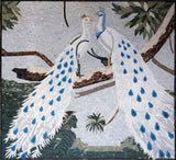 Animal Mosaic Designs - White Peacocks