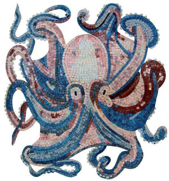 Blue Octopus Marble Mosaic