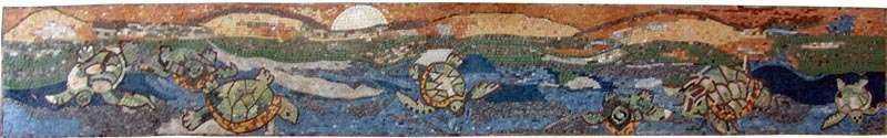 Nautical Life Of Turtles Mosaic
