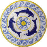 Dolphins  Medallion Mosaic Marble Art