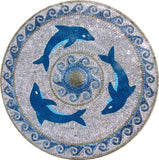 Dolphins  Medallion Mosaic Marble Art