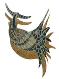 A Sword Fish With Shadow Nautical Marble Mosaic