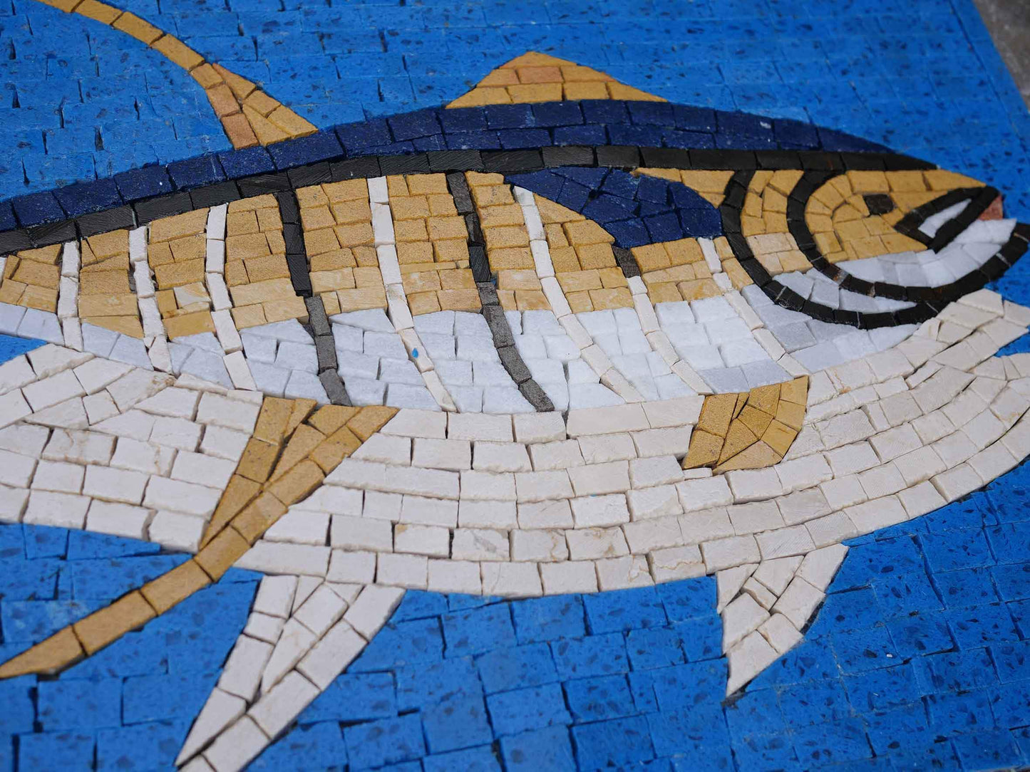 Bluefin Tuna On Blue - Mosaic Wall Art