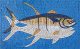 Bluefin Tuna On Blue - Mosaic Wall Art