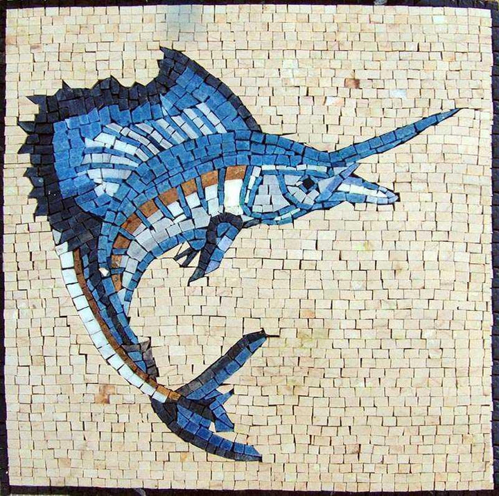 Sword Fish Stone Art Mosaic