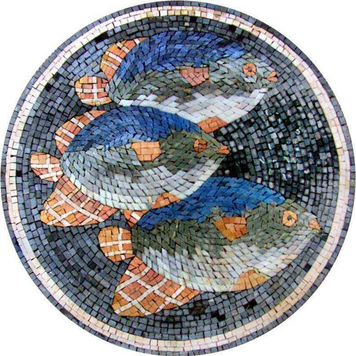 Three Fish Medallion Mosaic