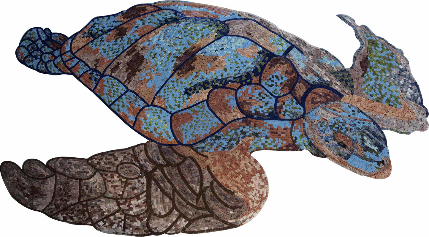 Pool Tile Art - Blue Turtle
