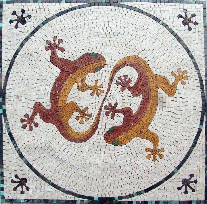 Mosaic Artwork - Tangled Lizards