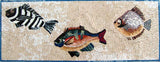 Three Fish Marble Mosaic Art