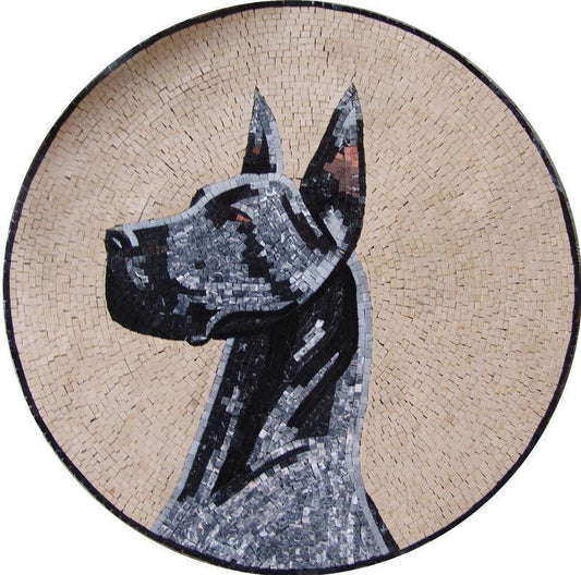 Marble Mosaic Medallion - Dog