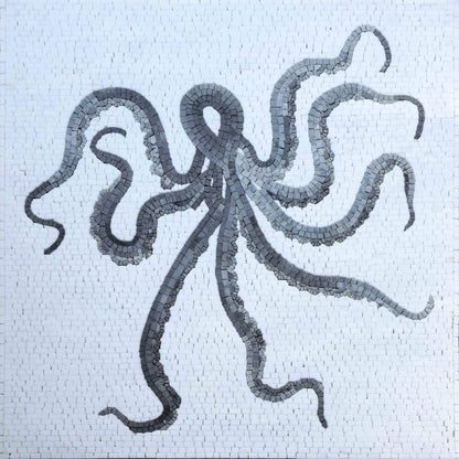 Shades of Octopus - Grey Scale Mosaic Wall Art