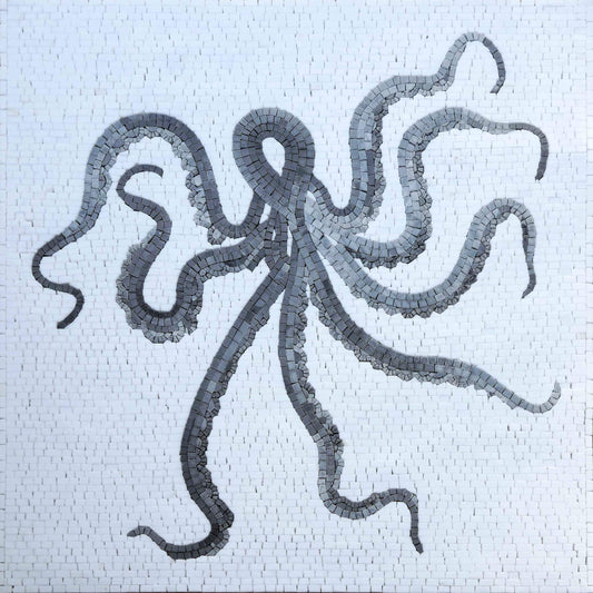 Shades of Octopus - Grey Scale Mosaic Wall Art