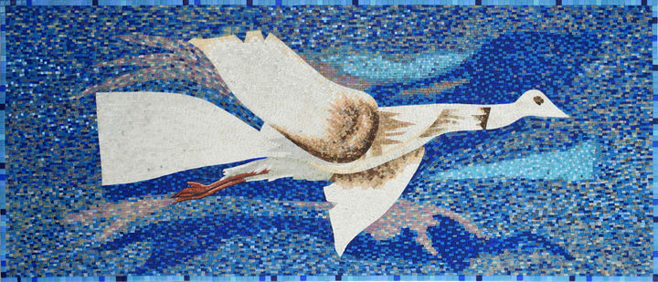 Mosaic Tile Art - White Goose Flying