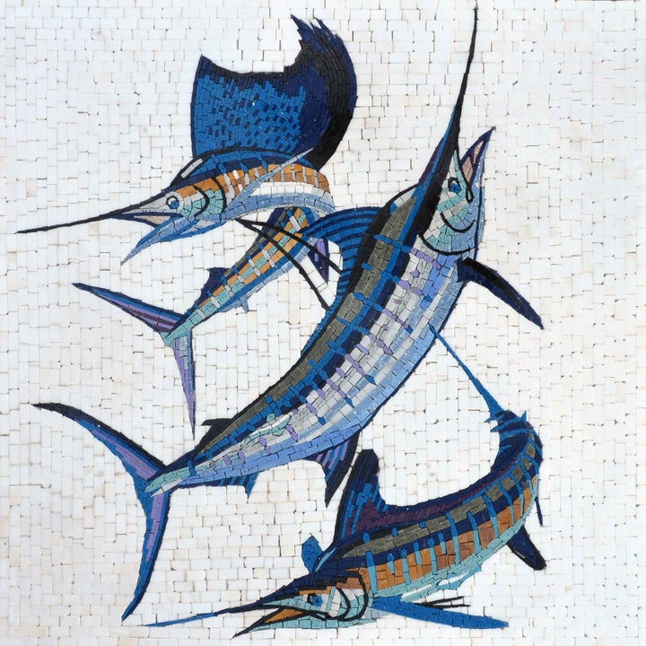 Mosaic Art - Group of Swordfish