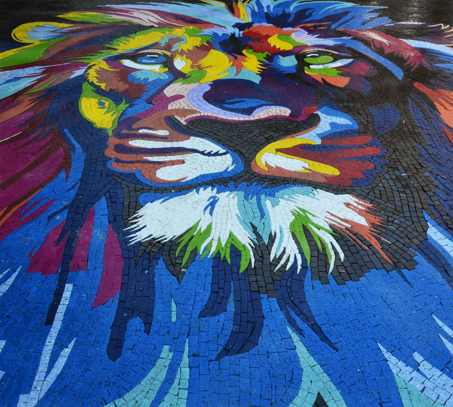 Modern Mosaic Art - Colorful Lion Head