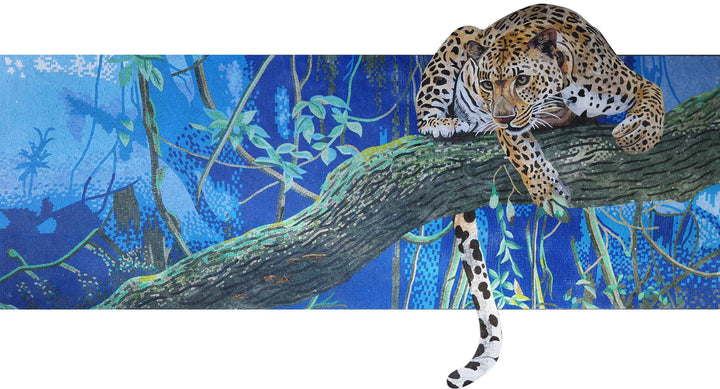 Feline Instinct- Leopard On A Branch Mosaic Wall Art
