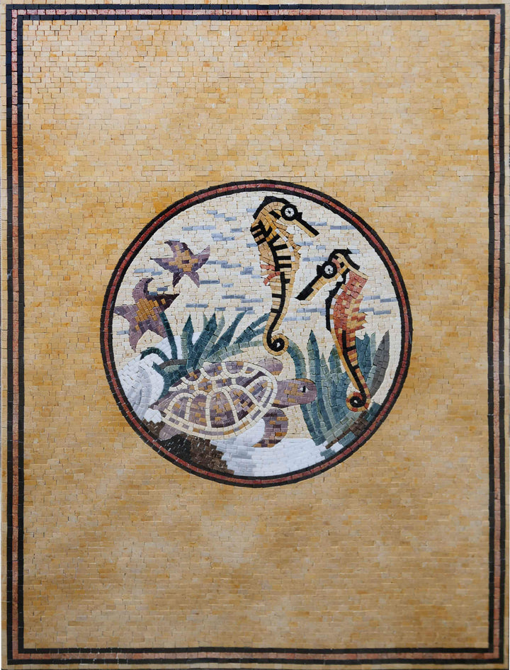 Mosaic Pool Artwork - Rustic Sea Animals