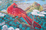 Bird Mosaic Art - Green & Red Birds